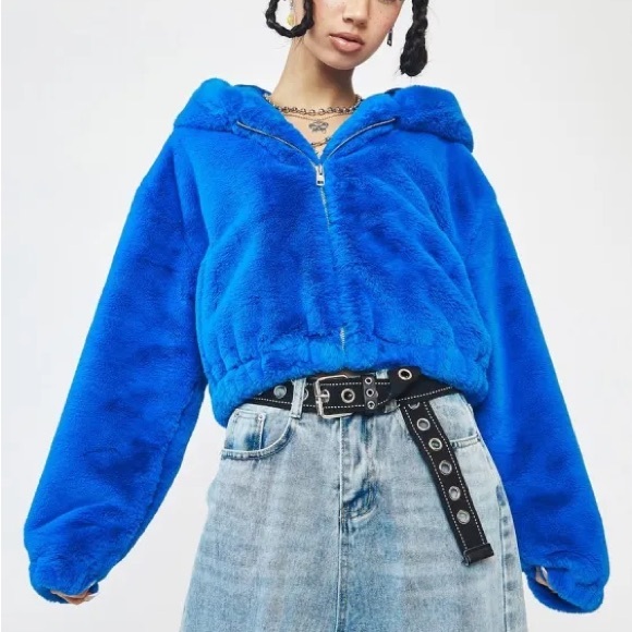 Love Tree Jackets & Blazers - Love Tree Vibrant Blue Teddy Jacket